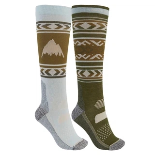 Damskie Skarpety Snowboardowe Burton Performance Lightweight 2-Pack (Martini Olive/Ether Blue) FW22