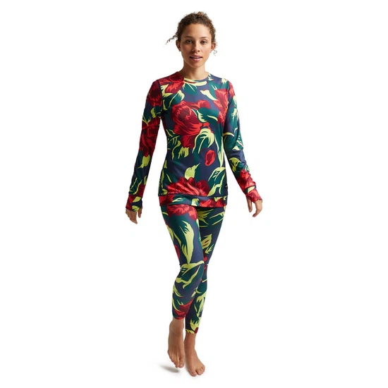 Damska Bielizna Aktywna Burton Midweight Crew (Hibiscus Pink Oversized Floral) FW21_2