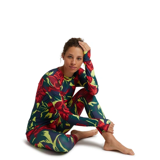 Damska Bielizna Aktywna Burton Midweight Crew (Hibiscus Pink Oversized Floral) FW21_3
