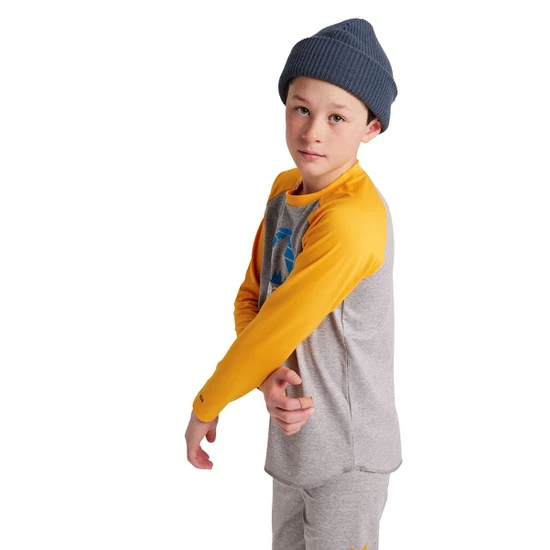 Dziecięca Bielizna Aktywna Burton Tech Tee (Gray Heather/Cadmium Yellow) FW22_3