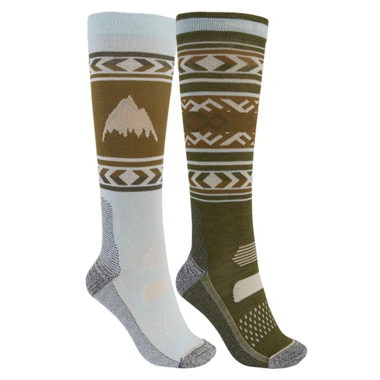 Damskie Skarpety Snowboardowe Burton Performance Lightweight 2-Pack (Martini Olive/Ether Blue) FW22_1