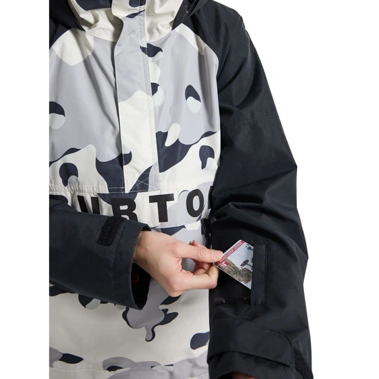 Damska Kurtka Snowboardowa Burton Frostner Anorak (True Black/Stout White Cookie Camo) FW24_4